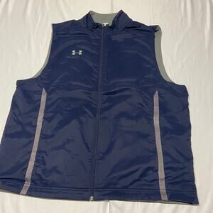 Under Armor Cold Gear Vest Reversible Full Zip Navy Gray Loose Golf Sport Sz XL
